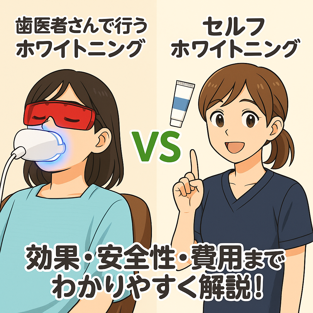 【徹底解説】歯医者さんで行うホワイトニングとセルフホワイトニングの違いとは？効果・安全性・費用までわかりやすく解説！